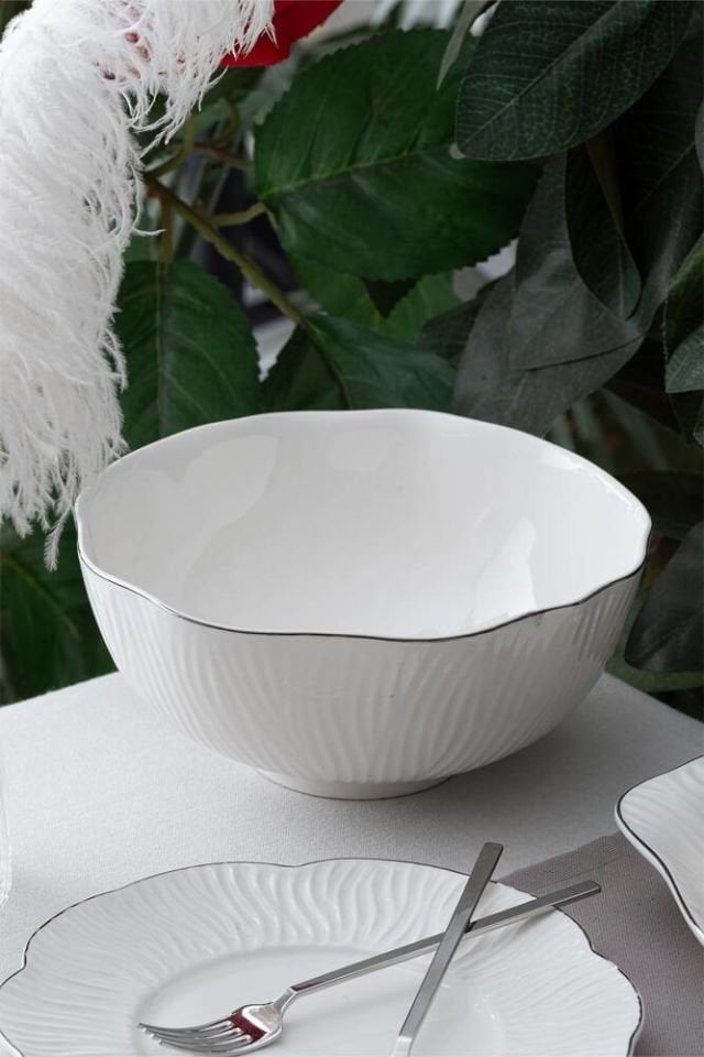 ALİNA GÜMÜŞ 29 PARÇA 6 KİŞİLİK PORSELEN YEMEK TAKIMI