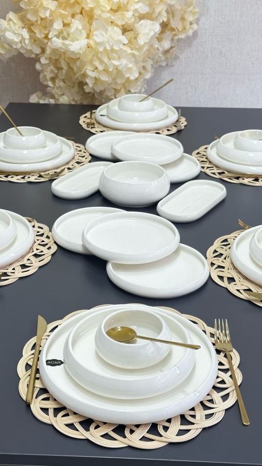 BİANCO PERLA 27 PARÇA 6 KİŞİLİK LÜKS PORSELEN YEMEK TAKIMI