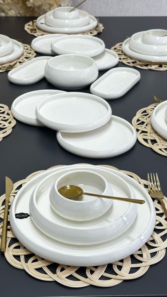 BİANCO PERLA 27 PARÇA 6 KİŞİLİK LÜKS PORSELEN YEMEK TAKIMI