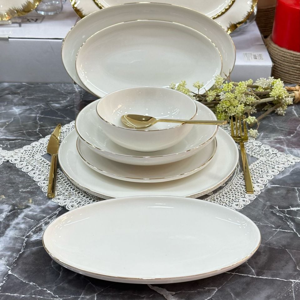 CRYSTAL 6 KİŞİLİK 27 PARÇA GOLD YEMEK TAKIMI