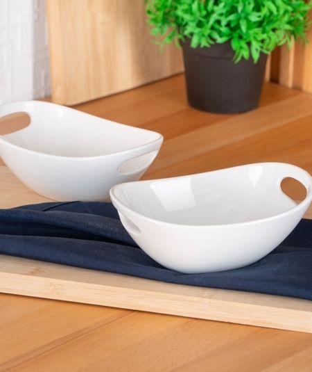 BİANCO PERLA OAVAL KUPLU KASE - 16.5 CM