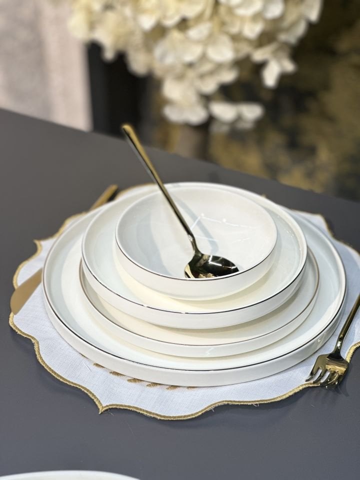 SUFİ MODEL GOLD 24 PARÇA 6 KİŞİLİK PORSELEN YEMEK TAKIMI