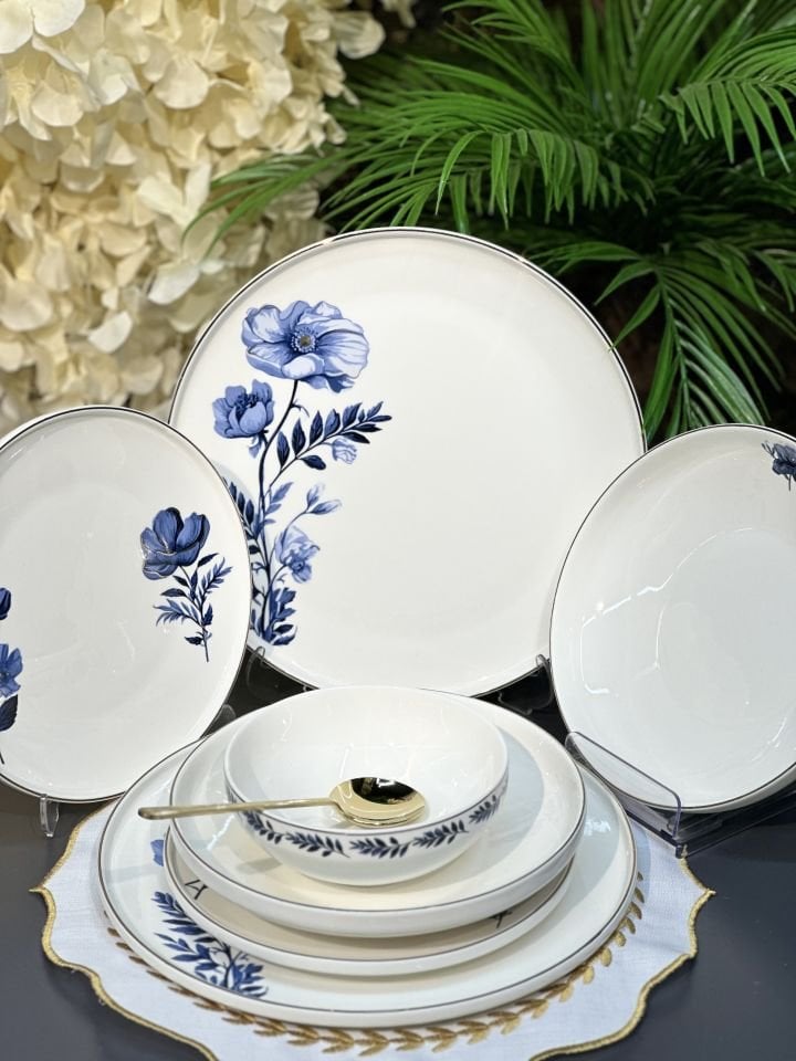 FLORA İNCE PORSELEN 24 PARÇA 6 KİŞİLİK YEMEK TAKIMI