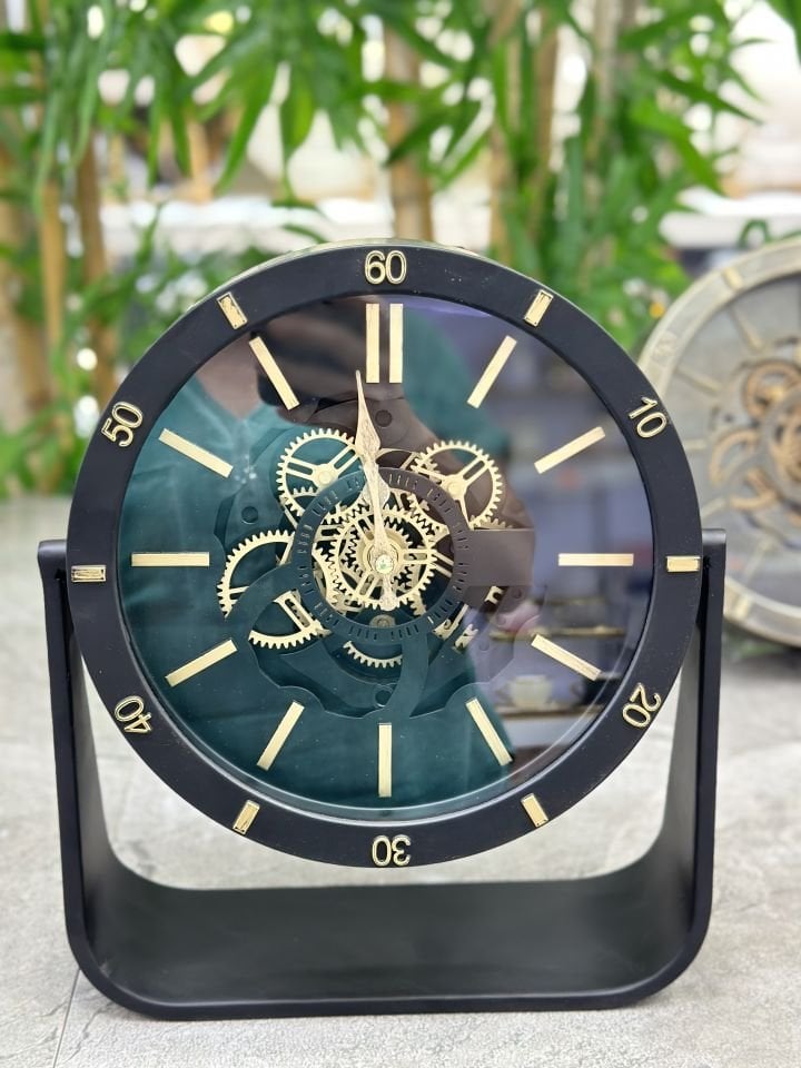 SİYAH DEKORATİF  ÇARKLI MASA SAATİ