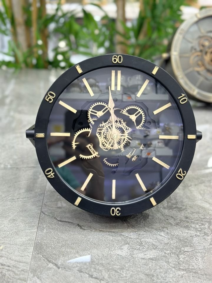 SİYAH DEKORATİF  ÇARKLI MASA SAATİ