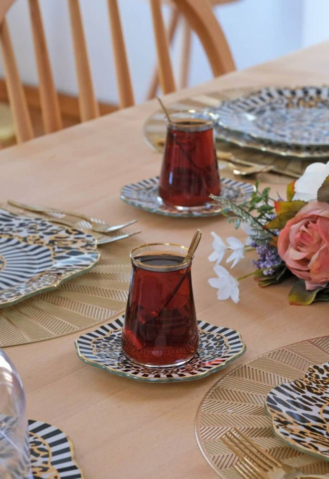 LEOPAR 28 PARÇA 6 KİŞİLİK CAM İKRAM SETİ