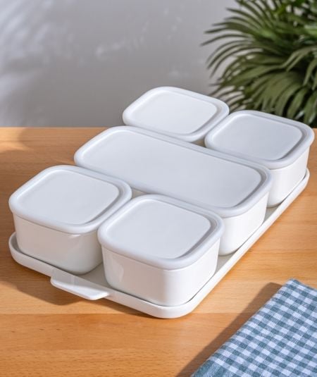 Nora 5 li Porselen Kapaklı Kahvaltılık