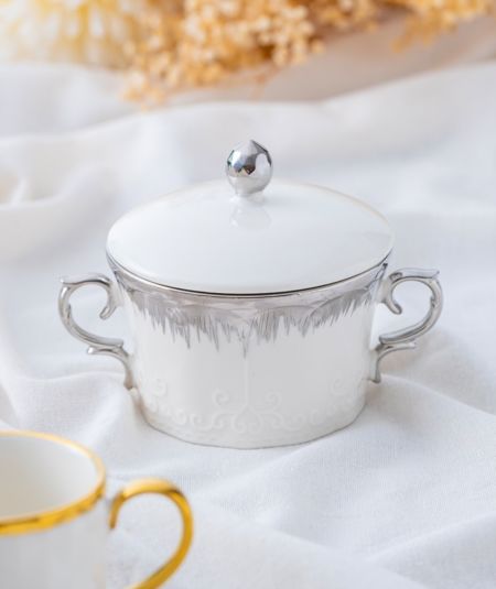 SAFIRA COLLECTION PORSELEN KAPAKLI GÜMÜŞ ŞEKERLİK