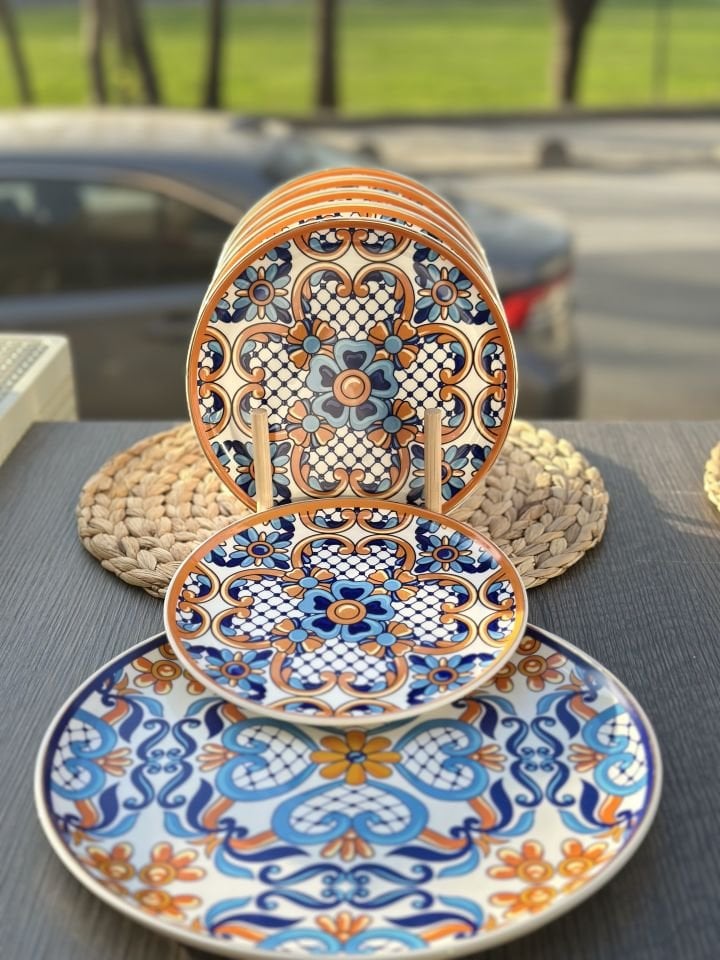 MARBLED 7 PARÇA PORSELEN PASTA SETİ