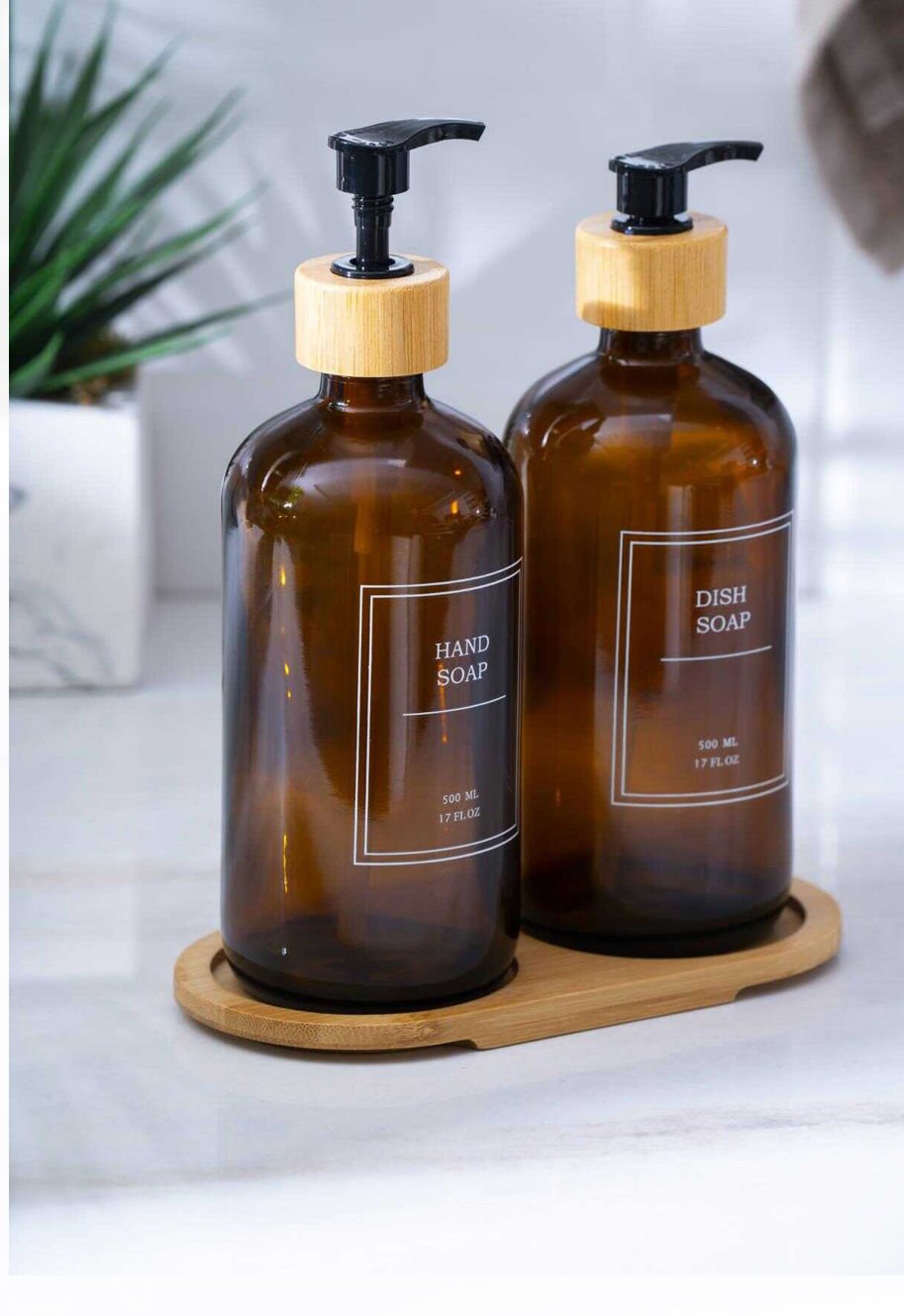 BAMBU STANDLI 2’Lİ CAM SABUNLUK