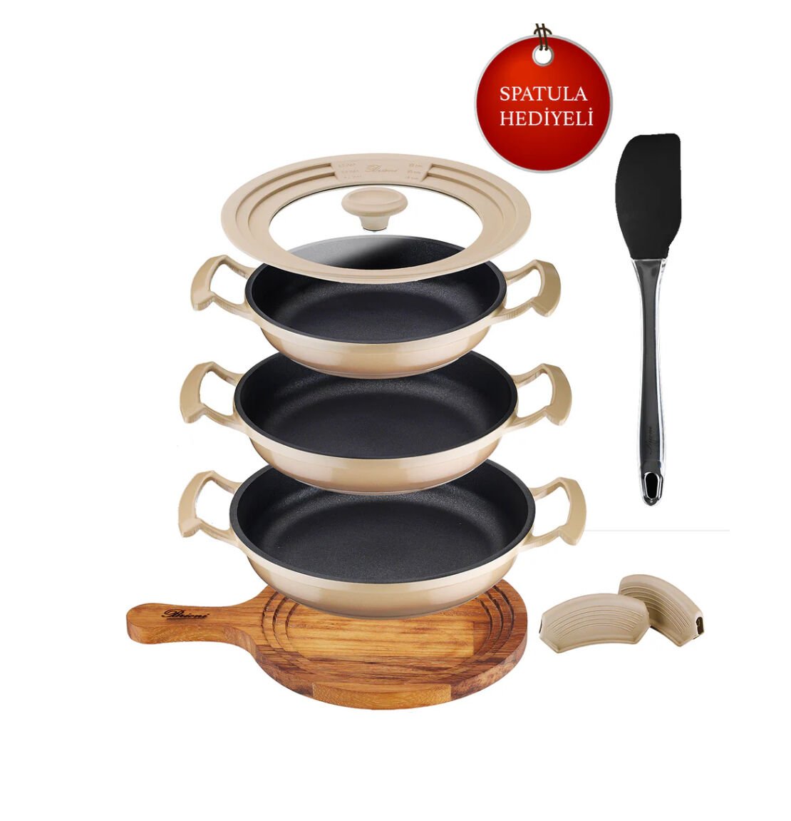 TRY COOK 7 PARÇA KREM SAHAN SETİ