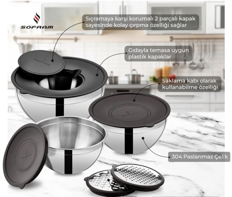 SOFRAM 9 PARÇA SAKLAMA VE KARIŞTIRMA KABI SETİ